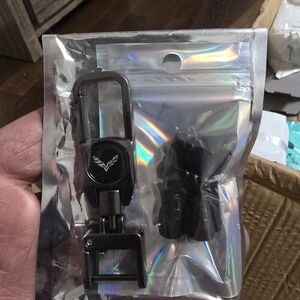 Corvett Black Keychain Clip with Emblem